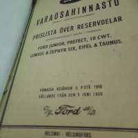 FORD- varaosahinnasto, voimassa 1956