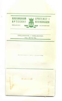 Apteekki pulverikotelo Kruunuhaan Apteekki  1950 -luku