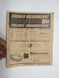 Suomen Kulkuneuvot - Finlands kommunikationer 1950 nr 3 Rautatieaikataulut, höyrylaivojen, lentoliikenteen ja linja-autojen kulkuvuoroja sekä kartta /
