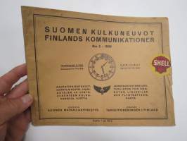 Suomen kulkuneuvot 1938 nr Kesäturisti - Finlands kommunikationer Rautateiden aikataulut ja höyrylaivojen ja autojen kulkuvuorot, lentoreittejä...