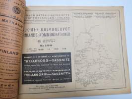 Suomen kulkuneuvot 1938 nr Kesäturisti - Finlands kommunikationer Rautateiden aikataulut ja höyrylaivojen ja autojen kulkuvuorot, lentoreittejä...