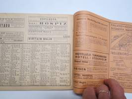 Suomen kulkuneuvot 1938 nr Kesäturisti - Finlands kommunikationer Rautateiden aikataulut ja höyrylaivojen ja autojen kulkuvuorot, lentoreittejä...