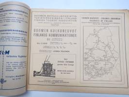 Suomen Kulkuneuvot - Finlands kommunikationer 1949 nr 1 rautatieaikataulut, höyrylaivojen, linja-autojen ja lentoliikenteen kulkuvuoroja