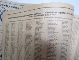 Suomen Kulkuneuvot - Finlands kommunikationer 1949 nr 1 rautatieaikataulut, höyrylaivojen, linja-autojen ja lentoliikenteen kulkuvuoroja