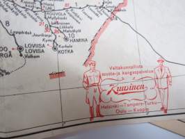 Suomen Kulkuneuvot - Finlands kommunikationer 1949 nr 1 rautatieaikataulut, höyrylaivojen, linja-autojen ja lentoliikenteen kulkuvuoroja