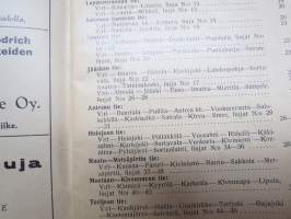 Viipurin paikallisosastoon kuuluvien Kauko- ja paikallislinja-autojen aikataulut ajokautena 1933 -aikataulukirja Etelä-Karjala &amp; Kymenlaakso teiden mukaan