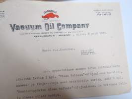 Vacuum Oil Company, 8.9.1931 -kirje + kuori