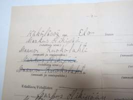Velkakirja Ruokolahden Osuuskassalta -1950 - Markus Hikipää - Puimakoneen ja kotitarvemyllyn ostoon