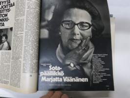 Vip 1974 nr 1, Entäjos liekki sammuu (öljykriisi), Sotapäällikkö Marjkatta Väänänen, Kekkosesta ja Karjalaisesta, Ei syytä rajoittaa yksityisauton hankkimista, ym.