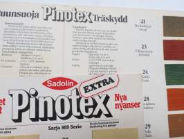Sadolin Pinotex öljypohjainen puunsuojamaali -värikartta, 2 eri karttaa, maalatut puulastut