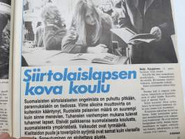 Viikko-Sanomat 1973 nr 21, Kansikuva ja artikkeli - Monza vei Jarnon, Aapeli Saarisalo, Vappu Neuvostoliitossa, Ritva Valkama, Siirtlaislapsen kova koulu, ym.