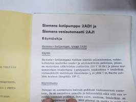 Siemens Kotipumppu 2AD1 ja Siemens Vesiautomaatti 2AJ1 -käyttöohjekirja
