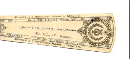 Yliopiston Apteekki Helsinki 1919 resepti signatuuri