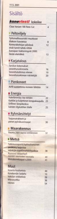 Koneviesti 2001 N:o 9 -Claas Varian 180 Roto Cut - Pyöröpaaleja remmikoneella. Suuren tilakoon riskit. Polaris diesel ja hydraulivetoinen peräkärry