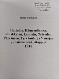 Hattulan, Hämeenlinnan, Janakkalan, Lammin, Oriveden, Pälkäneen, Tyrvännön ja Vanajan punaisten henkilötappiot 1918 (signeerattu, tekijän omiste)