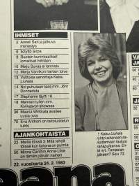 Jaana 1983 nr 8, Anneli Sari, Meiju Suvas, Karita Mattila, Maaria Wirkkala, neulepusero