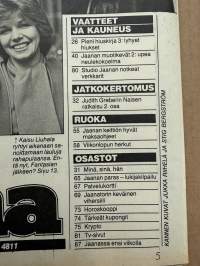 Jaana 1983 nr 8, Anneli Sari, Meiju Suvas, Karita Mattila, Maaria Wirkkala, neulepusero