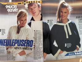 Jaana 1983 nr 8, Anneli Sari, Meiju Suvas, Karita Mattila, Maaria Wirkkala, neulepusero