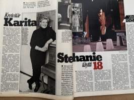 Jaana 1983 nr 8, Anneli Sari, Meiju Suvas, Karita Mattila, Maaria Wirkkala, neulepusero