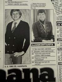 Jaana 1983 nr 9, Paula Siimes, Kari Väänänen, Tommy Tabermann, uudistu Jaanan kanssa Martina Kallionalusta, Eva Anttila, Eija-Elina Bergholm