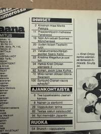 Jaana 1983 nr 17, Marita Pekkala, Euroviisut, Kirsti Ortola, Parhaiten pukeutuneet - Kristina Horn, Liisa Kulhia, Pellavassa on tyyliä, Myt mennään Japaniin