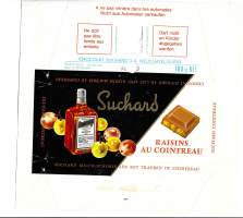 Raisins au Cointreau suklaakääre kohopaino - tuote-etiketti