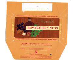 Rumtrauben-Nuss - 1950- tai 1960-l suklaakääre kohopaino - tuote-etiketti