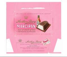 Marcipan  1950- tai 1960-70 l suklaakääre kohopaino - tuote-etiketti