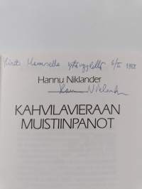 Kahvilavieraan muistiinpanot (signeerattu, tekijän omiste)