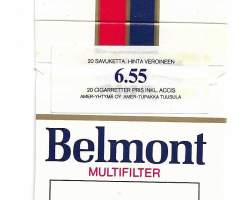 Belmont -  Hinta veroineen 6,55 mk  tupakkaetiketti tupakka-askin aihio koottava käyttämätön