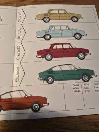 skoda  1976 colour range. värikartta.