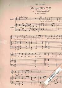 Margaretas visa ur Strindbergs "Gillets hemlighet" och Vårvisa för sång och piano.