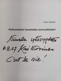 Kettumaisia huomioita nuoruudestani (signeerattu, tekijän omiste)