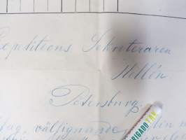 Телеграмъ изь Бюрнеборг 1862... Sähkösanoma Porista (pääasemalta, joulukuun nr 47) "osastosihteeri Hellénille Pietariin" vuonna 1862 -alkuperäinen sähke v. 1862