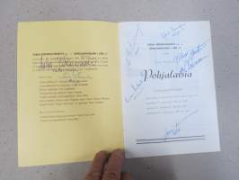Turun Oopperayhdistys 1966 - Leevi Madetojan Pohjalaisia -käsiohjelma, yli 20 nimikirjoitusta mm. Matti Salminen, Aatos Pihlajamäki, Paavo Rautio, ym.