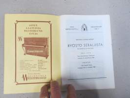 Turun Oopperayhdistys 1966-67 - Mozartin Ryöstö Seraljista -käsiohjelma, 6 kpl nimikirjoituksia Sylvelin Långholm, Aatos Pihlajamäki, Unto Rehvonen - "Mykkä neekeri"
