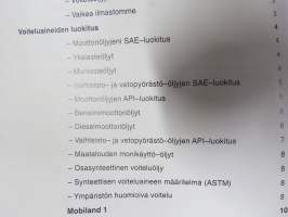 Mobil - Maatalouskoneiden oikea voitelu -opaskirja öljyjen / voiteluaineidenluokituksineen,  tuotetietoineen ym. teknistä tietoa sekä pakkaukset