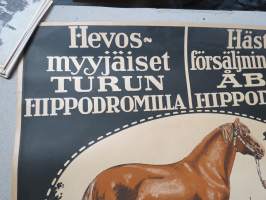 Hevosmyyjäiset Turun Hippodromilla 1914-1915 -alkuperäinen juliste, Turun Kivipaino