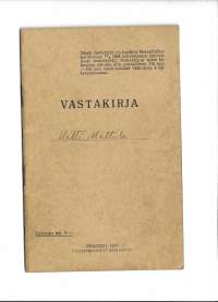 Merimiehen vastakirja  höyryalus Uleå 1939 Koivisto - palkkatariffi + sota-ajan korotus