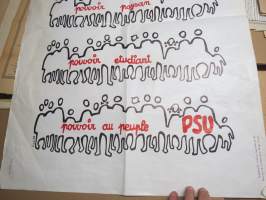 Pouvoir ouvrier - paysan - etudiant - au peuple - PSU - Supplement a Tribune Socialiste nr 374 -ranskalainen poliittinen, vasemmistolainen juliste v. 1968