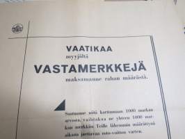 Vaatikaa myyjältä vastamerkkejä maksamanne rahan määrästä - Rovaniemen Osuuskauppa -mainosjuliste