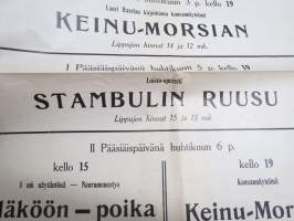 Turun Työväen Teatteri - Pääsiäisohjelma - Keinumorsian / Stambulin ruusu -mainosjuliste v. 1942