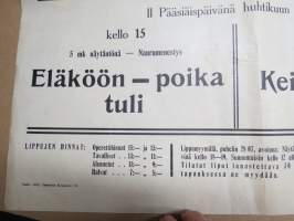 Turun Työväen Teatteri - Pääsiäisohjelma - Keinumorsian / Stambulin ruusu -mainosjuliste v. 1942