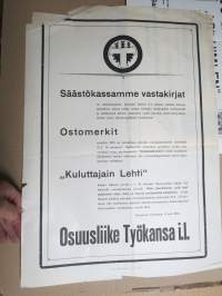 Osuusliike Työkansa.... vastakirjat / ostomerkit -mainosjuliste v. 1930