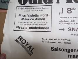 Skådespelarna vid  Svenska Teatern Pensionskassa - Gala Maskerad -mainosjuliste 1939