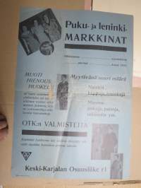 Puku- ja leninkimarkkinat - Keski-Karjalan Osuusliike / OTK -mainosjuliste v. 1933