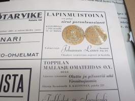 Rovaniemen muistilista - asemilla / kahviloissa / kauppaliikkeissä / julkisissa tiloissa esillä pidetty juliste mm. Rovaniemi - Petsamo linja-autovuorot, elokuvat ym