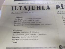 Kesäjuhla (Juhannusjuhla) Savonlinna 1939 -mainosjuliste / ilmoitus