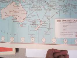 United Press UP War Map - Pacific Ocean - Japan / Hawaii / The World / Philippines... -sotatilannekartta, kartan avulla saattoi pysytellä perillä sotatilanteesta