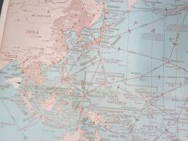 United Press UP War Map - Pacific Ocean - Japan / Hawaii / The World / Philippines... -sotatilannekartta, kartan avulla saattoi pysytellä perillä sotatilanteesta